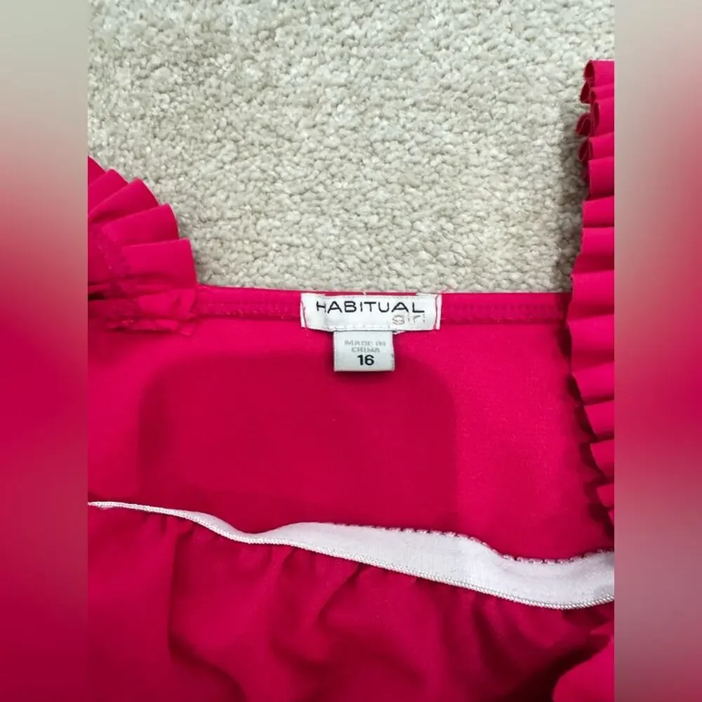 Habitual girl hot pink One-Piece Swimsuit with Ruffle Straps, size 16